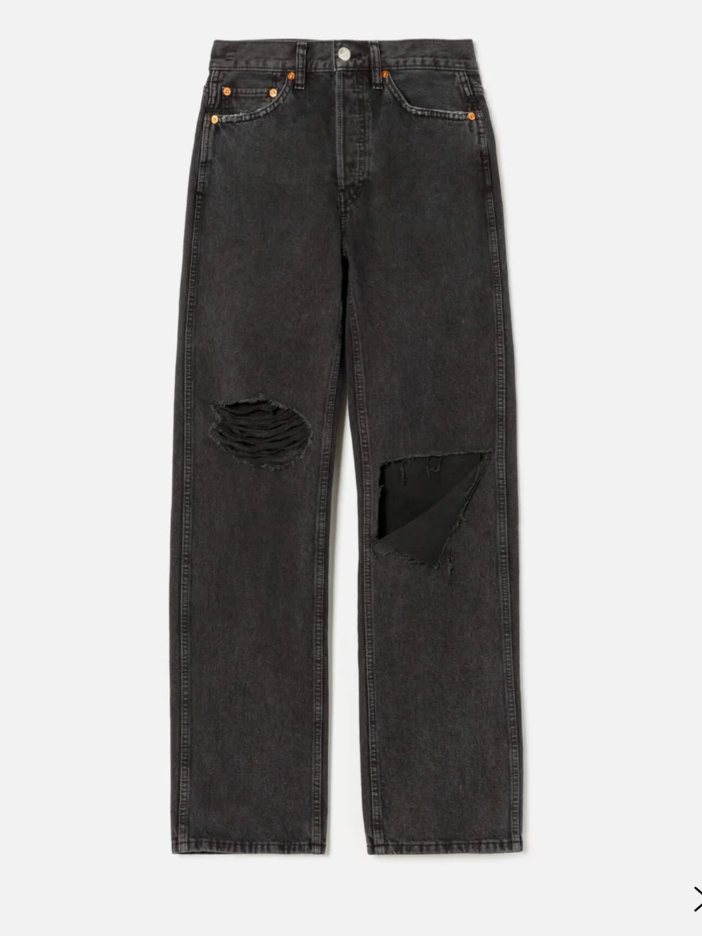 Re/Done High Rise Loose Jeans Washed Black with Rips - Picture 3 of 8